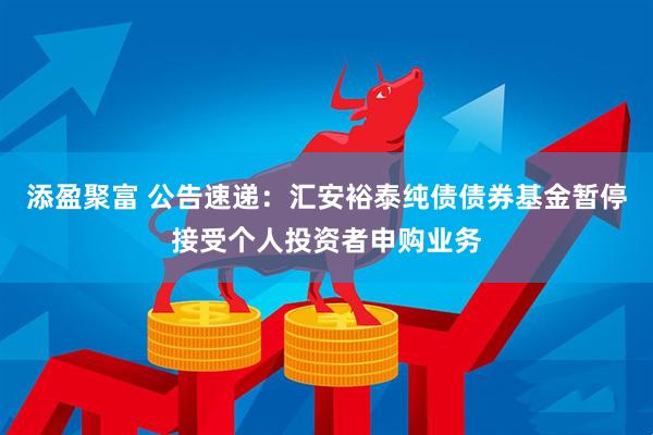 添盈聚富 公告速递：汇安裕泰纯债债券基金暂停接受个人投资者申购业务